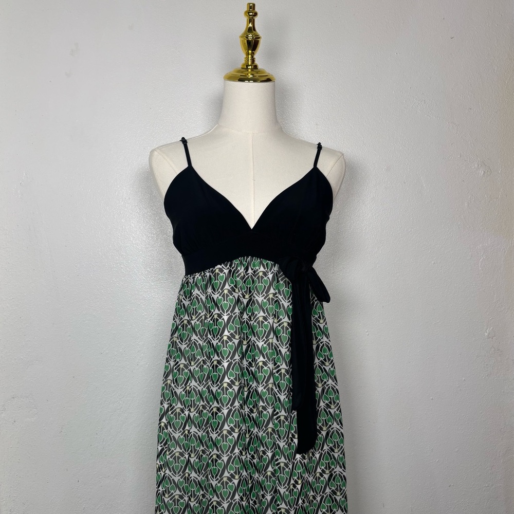 pretty good y2k black green white flowy heart dress bow boho coquette 2000s chic